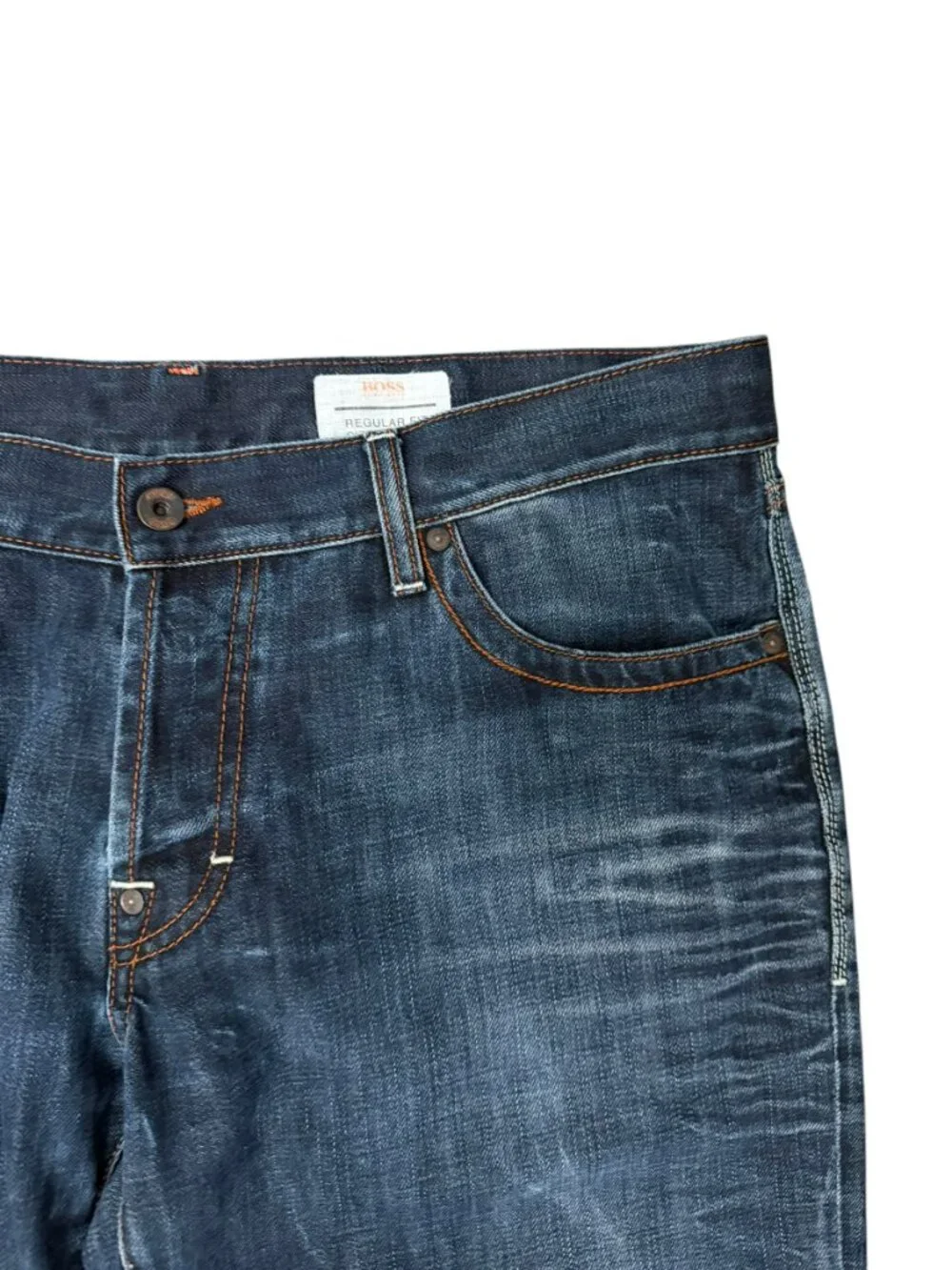 BOSS Hugo Boss Men’s Orange Regular Fit Straight Button Fly Jeans Size 38x30